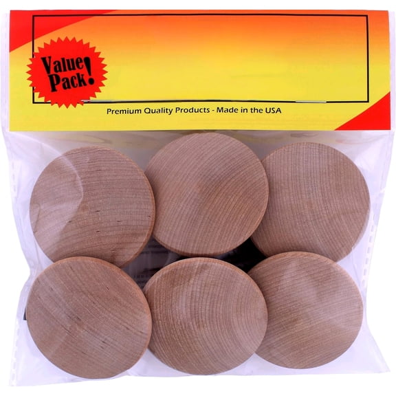 Wood Knobs Extra Large 2 inch Big Wooden Knob for Bifold Doors, Closet Door, Furniture Dresser Pulls with Screws (6 Piece)