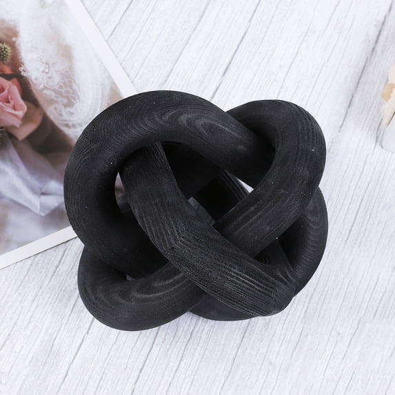 Wood Knot Chain Link Decor - 3 Link Boho Wooden Hand Carved Decorative Wooden Links Knots for Coffee Table Entryway Modern Farmhouse Shelf Decoration