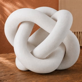 Wood Knot Chain Link Decor, Hand Carved 3 Link Wooden Knot for Coffee Table Decor, Boho Decor Modern Farmhouse Decor Rustic Decor Shelf Decor Book Shelf Decor Entryway Decor Living Room Decor(White)