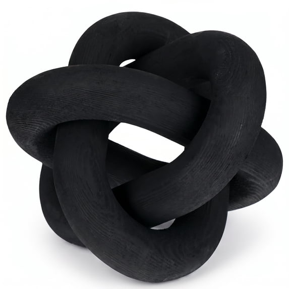 Wood Knot Chain Link Decor, Hand Carved 3 Link Wooden Knot for Coffee Table Decor, Boho Decor Modern Farmhouse Decor Rustic Decor Shelf Decor Book Shelf Decor Entryway Decor Living Room Decor(Black)