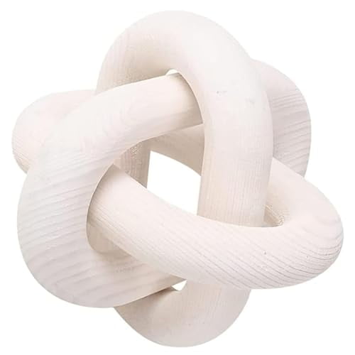 3 Link Wood Chain Link for Home Decor,White Wood Knot Coffee Table Decor,Farmhouse Modern Decor Hand Carved Decorative Wooden Chain Decor,Country Chain Knot Decor