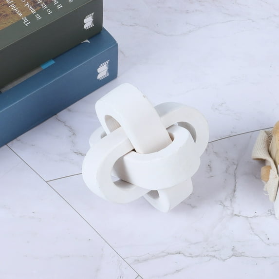 Wood Knot Decor,Hand Carved 3-Link Wood Chain Link,Modern Farmhouse Boho Chain Wooden Knot Decorative for Living Room Bedroom Office Coffee Table Decor