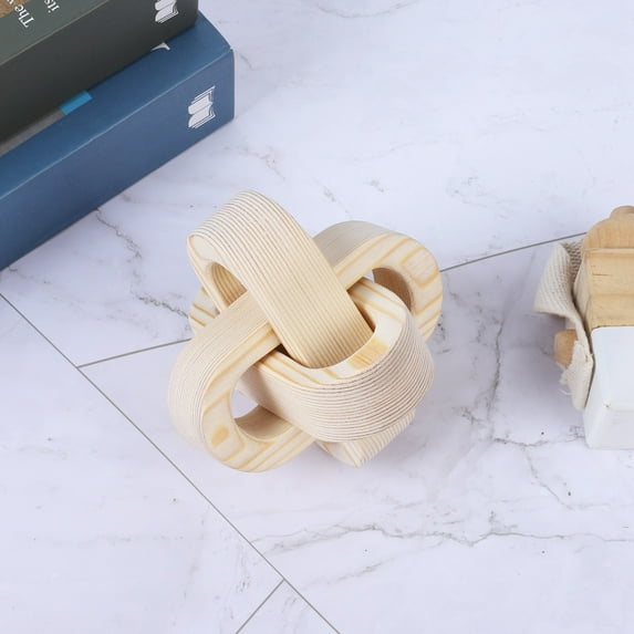 Wood Knot Decor,Hand Carved 3-Link Wood Chain Link,Modern Farmhouse Boho Chain Wooden Knot Decorative for Living Room Bedroom Office Coffee Table Decor