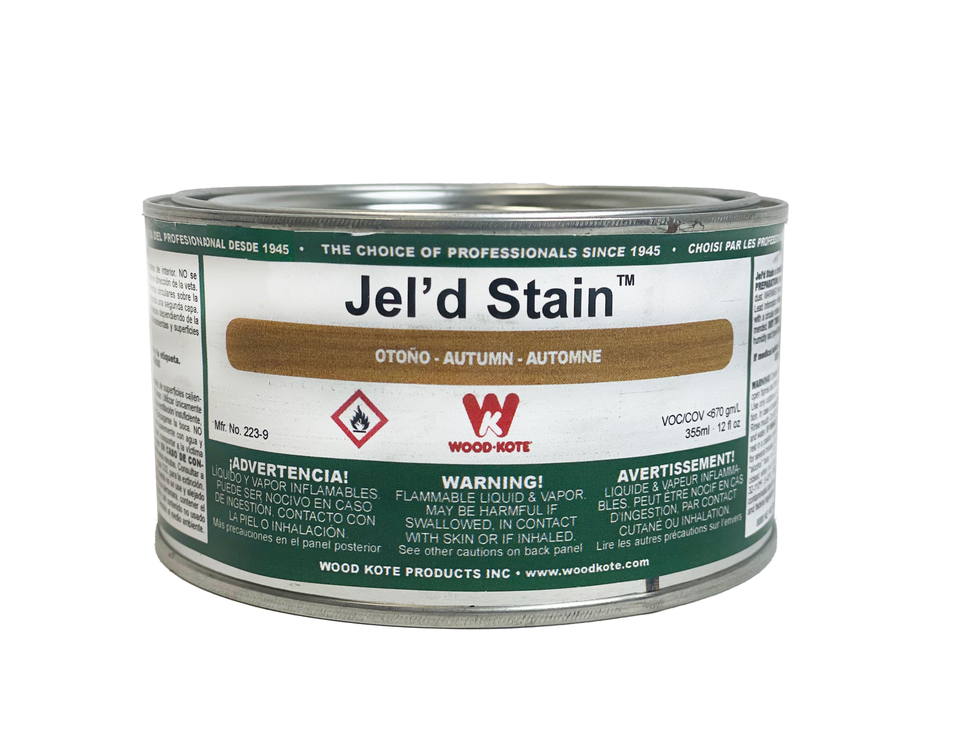 Wood Kote Jel'd Stain, 12oz, Fast Drying SemiTransparent Wood Stain