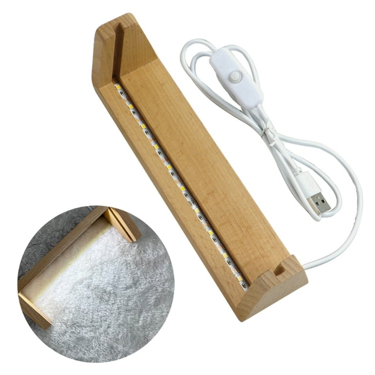 Wood LED Light Acrylic Plate Display Base Pedestal Wooden U shaped Light Base for Room Restaurant Bar Shop Office
