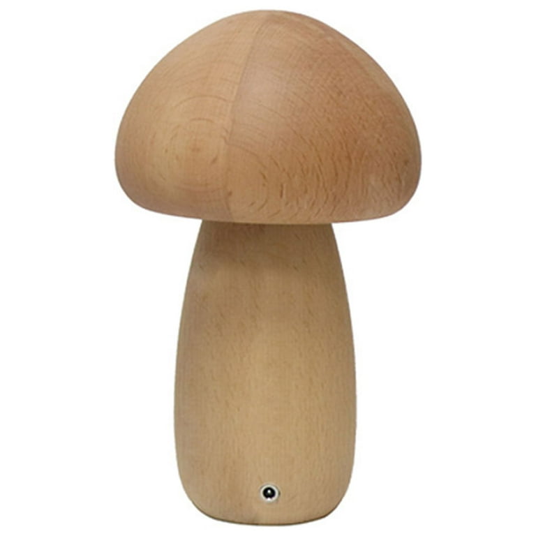 Rechargeable Mushroom Wood Lamp Bedroom Bedside Lamp Mini Night Light Small  Lamps For Small Spaces Warm Light Wood Bedside Lamp