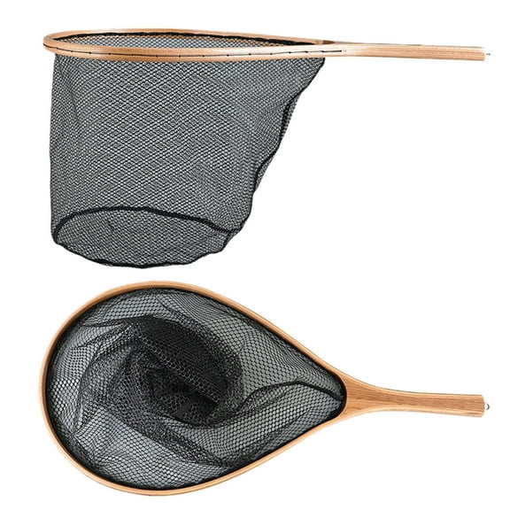 Wood Landing Net 25.8 Inch Rubberized for Steelhead Fly Fishing Heavy Duty Collapsible River Mouth Trolling