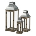 thumbnail image 1 of Wood Lanterns - Natural, Silver - Set of Three, 1 of 2