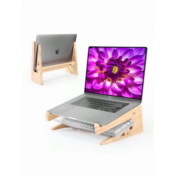 Wood Laptop StandUniversal Computer Stands For Desk Vertical Laptop Holder For MacBook Pro Wooden Laptop Riser For MacBook Air  HP  Compatible With 13.3 To 17.3 Inches All Laptops