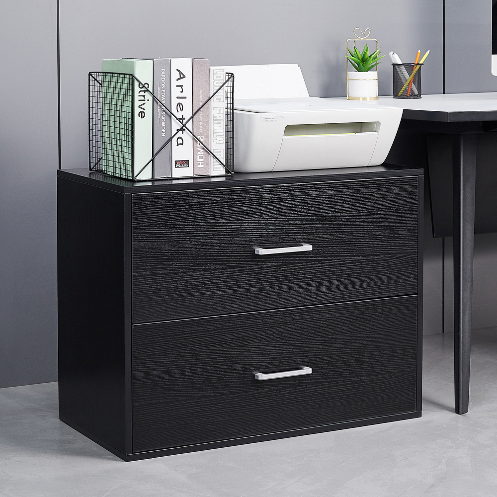 Wood Lateral File with 2 Drawer, Wooden Filing with