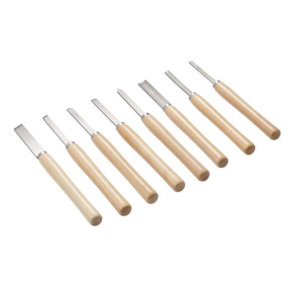Wood Lathe Chisel Set 8PCS Carbon Steel Turning Tools with Skew Spear Parting Round Nose Gouges Oxford Bag, for Woodworking