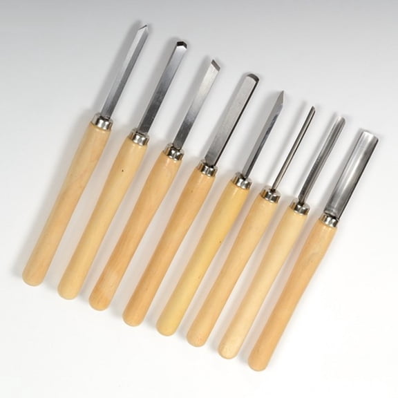 Wood Lathe Chisel Set Turning Tools Woodworking Gouge Skew Parting Spear - 8pc
