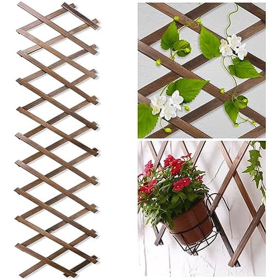 Wood Lattice Fence Panels for Outside 13.4"x78.8" Expandable Natural Wooden Wall Trellis Board Decorative Lattice Trellis Frame for Climbing Plants Vine Ivy Rose Outdoor Balcony Garden 1 Pcs