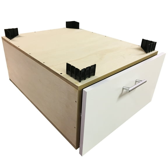 Wood Laundry Pedestal With Drawer Box, Cover Front Made of white Melamine - 32W x 30L x 16H - Custom Size