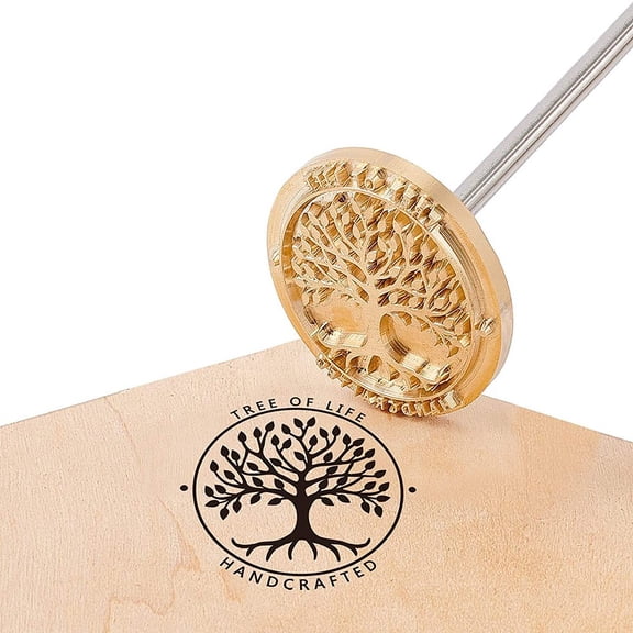 Wood Leather Branding Iron 2.4" Branding Iron Stamp Logo BBQ Heat Stamp with Brass Head and Wood Handle for Woodworking Baking and Handcrafted Design