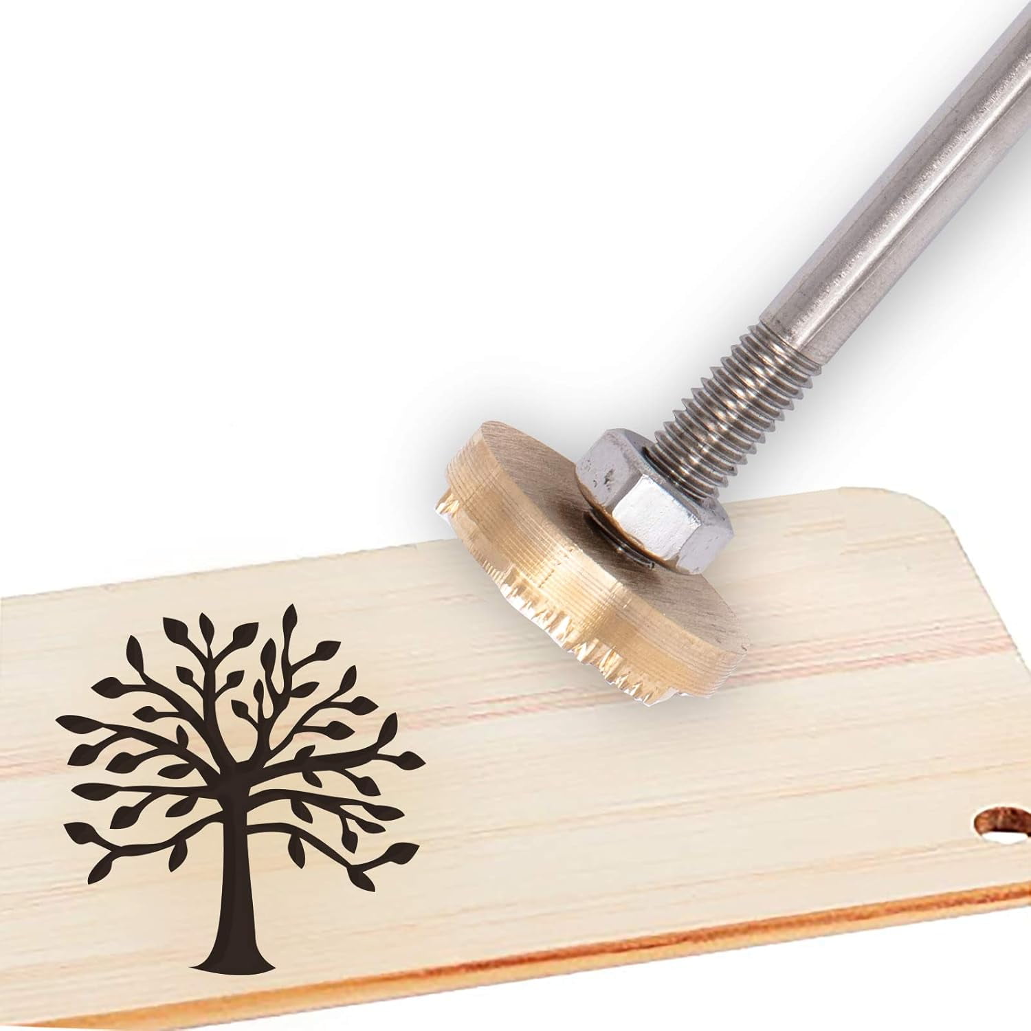 Wood Leather Branding Iron 2” Branding Iron Stamp Logo BBQ Heat Stamp with Brass Head and Wood Handle for Woodworking and Handcrafted Design - Tree of Life #3 Mixed Color