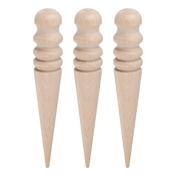 Wood Leather Edge Burnisher Solid Wood Round Wood Edge Slicker, 3 Pieces