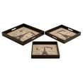 thumbnail image 1 of Wood Leather Trays Set Of 3 Unique Home Accents, 1 of 2