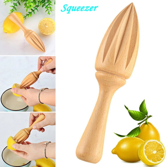 Wood Lemon Juicer Reamer | Solid Beechwood Manual Citrus Squeezer | Handheld Orange Lemon Lime Extractor | Pointed Tip Sharp Edges | Large Grip | 16 x 3.5cm | 1 Pack