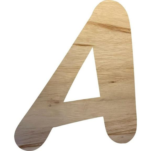 Wood Letter A Craft Shape, Unfinished 3'' Tall Small Kids Wooden Letter, Brownie Font