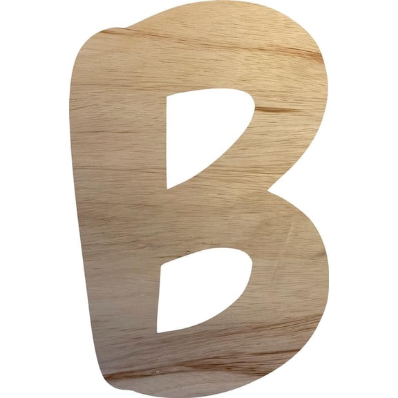Wood Letter B Craft Shape, Unfinished 10'' Tall Small Kids Wooden Letter, Brownie Font