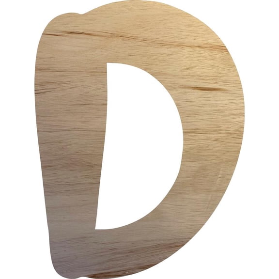 Wood Letter D Craft Shape, Unfinished 20'' Tall Small Kids Wooden Letter, Brownie Font