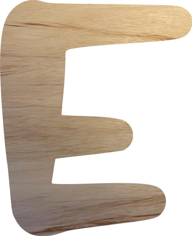 Wood Letter E Craft Shape, Unfinished 5'' Tall Small Kids Wooden Letter ...