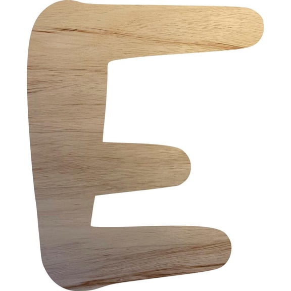 Wood Letter E Craft Shape, Unfinished 5'' Tall Small Kids Wooden Letter, Brownie Font