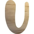 thumbnail image 1 of Wood Letter U Craft Shape, Unfinished 6'' Tall Small Kids Wooden Letter, Brownie Font, 1 of 5