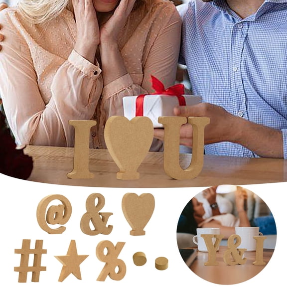 Wood Letters Home for Desktop Ornament - White Alphabet Letters for Wedding Birthday Parties and Indoor Display, 10x10 cm, BrownC