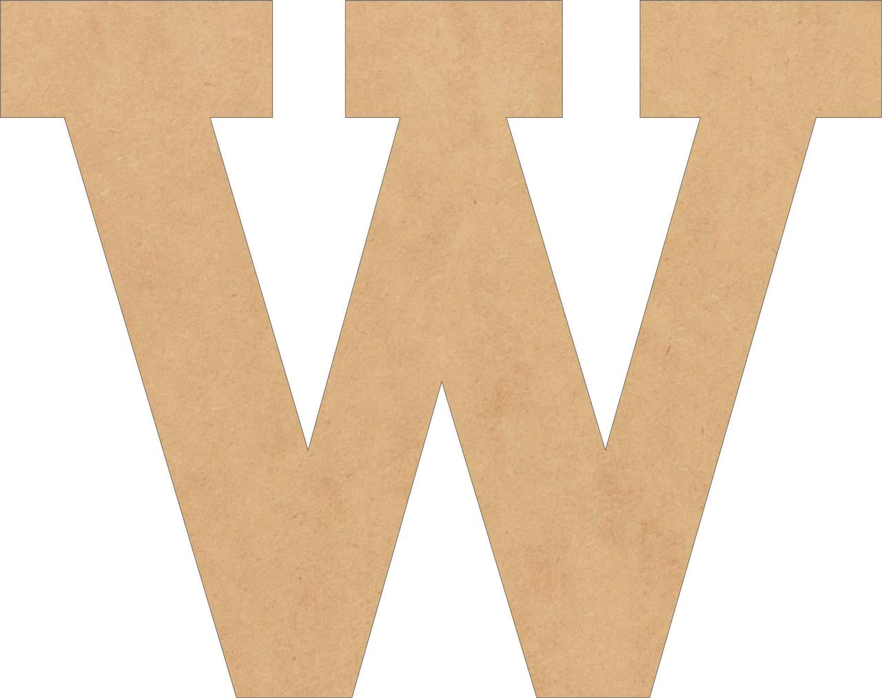 Wood Letters MDF, Unfinished 5'' Tall Rockwell W, Wooden Craft Letter