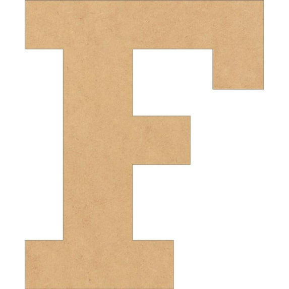 Wood Letters MDF, Unfinished 7'' Tall Rockwell F, Wooden Craft Letter