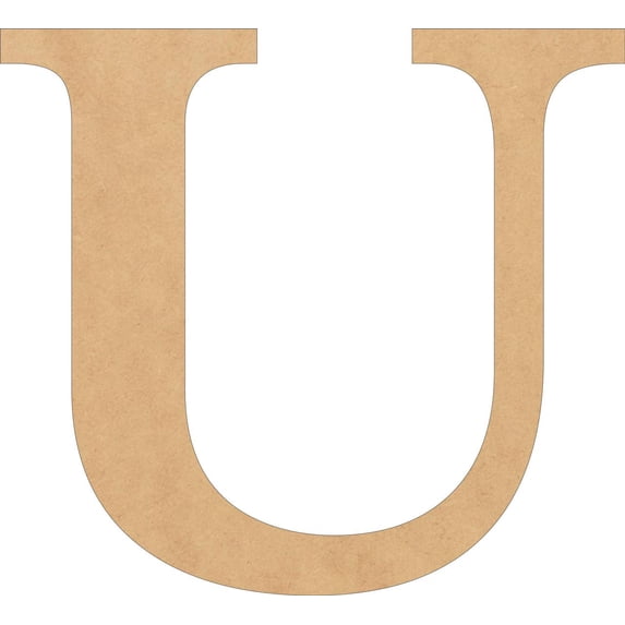 Wood Letters MDF, Unfinished 7'' Tall Times U, Wooden Craft Letter