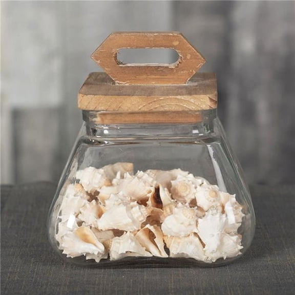 Wood Lid on Clear Glass Jar