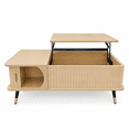 thumbnail image 1 of Wood Lift Top Coffee Table, Multifunctional Rising Tabletop Center Table with Hidden Compartment & Large Open Storage Shelf, Stable Living Room Office Dining Accent Table, 1 of 7