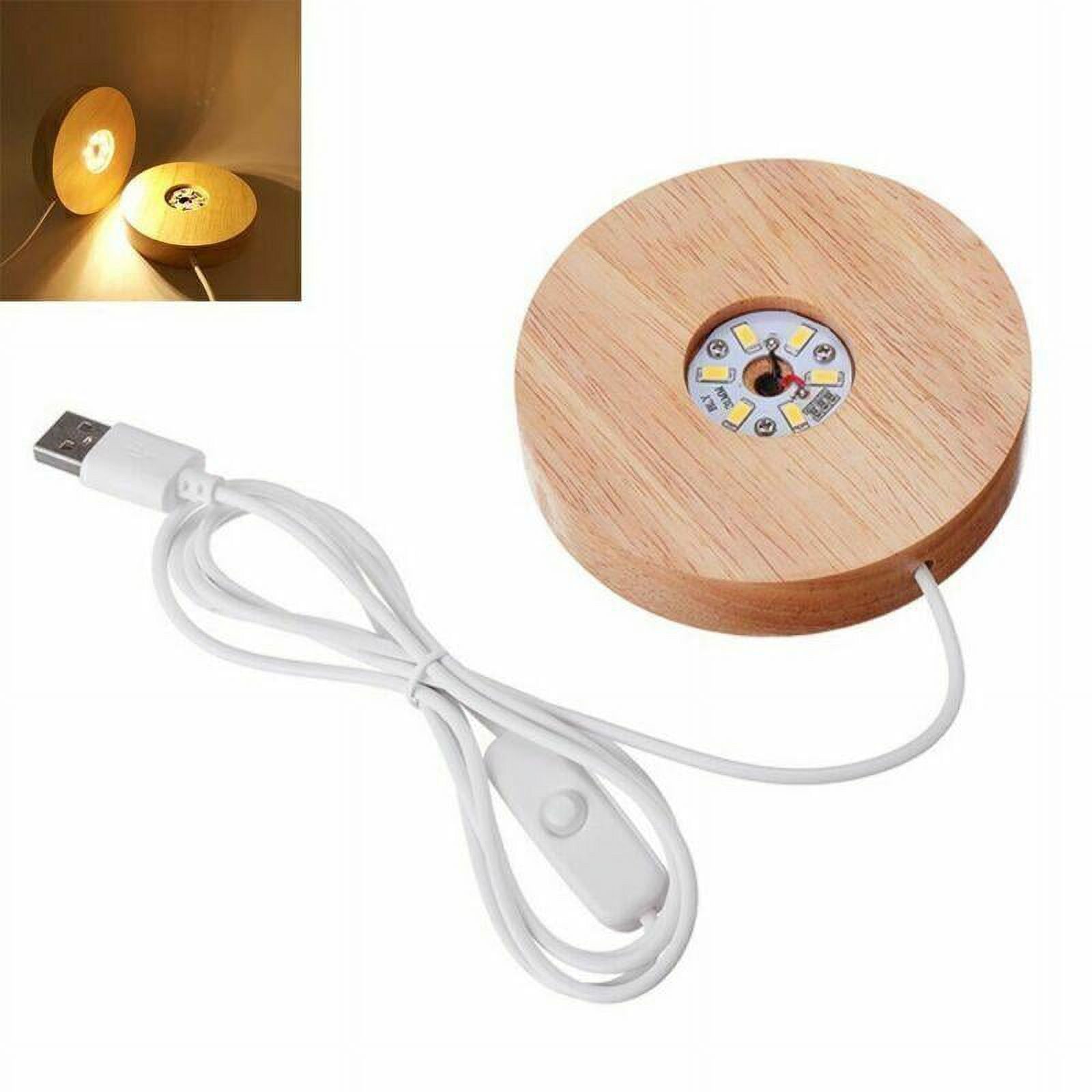 Wood Light Base Rechargeable Wooden LED Light Rotating Display Stand