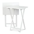 thumbnail image 1 of Wood Lightweight Rectangle Solid Wood Construction Multifunctional Folding Table Tray with Compact Storage Rack for Home, White, 2 Piece Set, 1 of 5