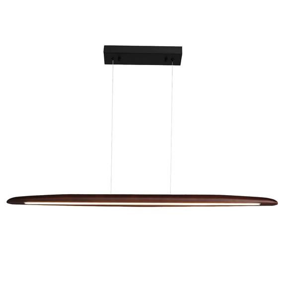 Wood Linear Pendant Light : 39" Modern Dimmable LED Pendant Lights Kitchen Island,Adjustable Linear Chandeliers for Dining Room Light Fixture,Bar, Pool Table,Walnut Color
