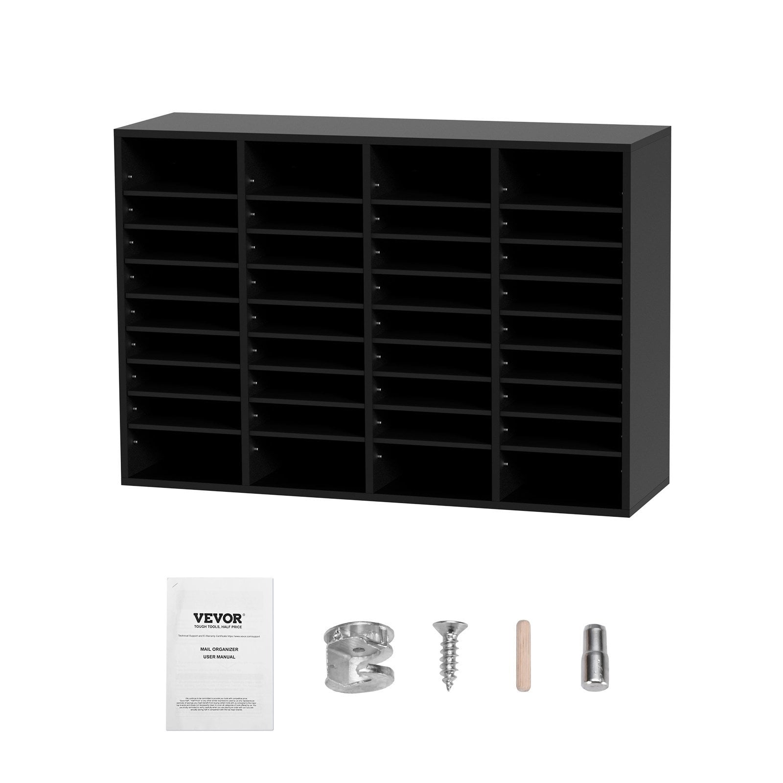Black 36-Compartment Wood Literature Organizer
