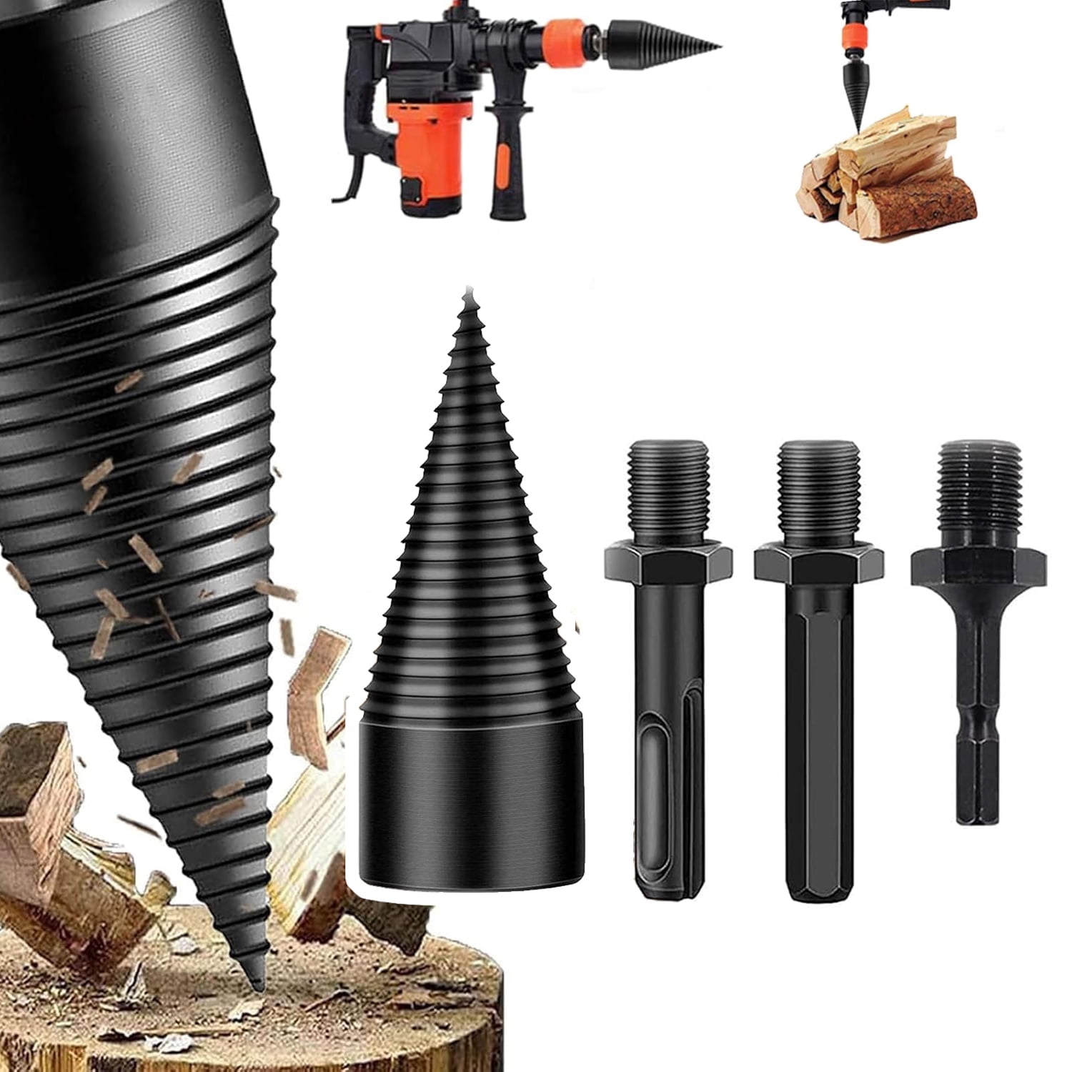 Wood Log Splitter Firewood Bit, Wood Splitters for Firewood, Heavy-Duty ...