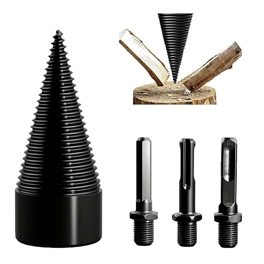 Wood Log Splitter Firewood Drill Bit, Firewood Drill Bit Wood Splitter Easy Log Splitting Drills Bits, Heavy Duty Woods Splitting Screw Cone, for Electric Drills, Woods Splittings Wedge Tools