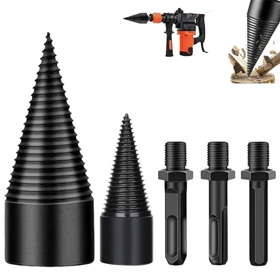 Wood Log Splitter Firewood Drill Bit, Heavy Duty Screw Cone Driver Tool for Electric Drills, Efficiently Splits Dry & Soft Wood for Home, Camping, and Outdoor Use