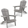 thumbnail image 1 of Wood Lounge Patio Chair for Garden Outdoor - Wooden Folding Embossed Adirondack Chair Set of 2, Solid Cedar Wood Grain, Half Pre-Assembled, Low Maintenance & Foldable Design, 1 of 8