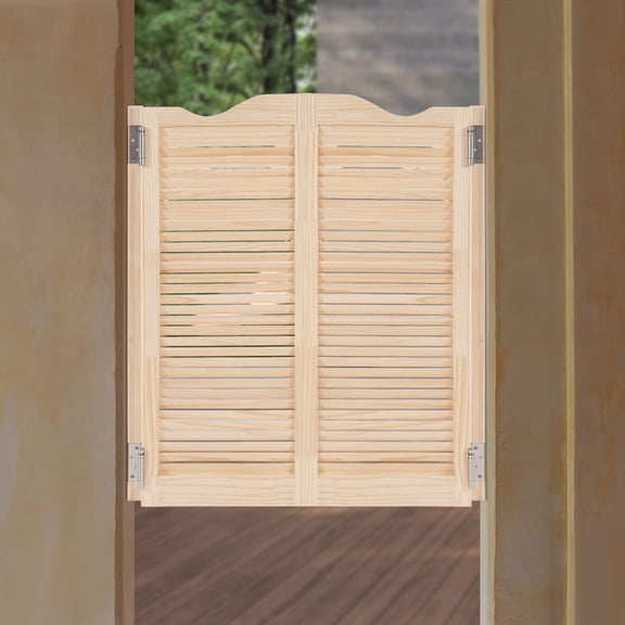 Wood Louver Swinging Doors Set of 2 Double Action 180 Hinge for Kitchen, Bar, Cafe, Restaurant