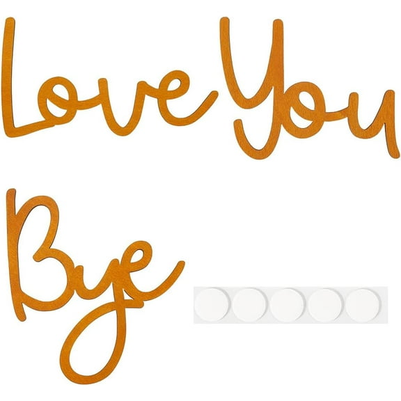 Wood Love You Bye Sign Above Door Wood Words Home Wall Decor Wooden Script Entryway Hallway Wall Art Decorations with Stickers for Valentine's Decor Express Love and Warmth Family Sign Wood