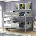 thumbnail image 1 of Wood Low Bunk Bed, Full over Full Bunk Bed Frame with Ladder and Full-Length Guardrail Convertible into 2 Separate Beds Bunk Bed Frame for Boys Girls Adults Noise Free, No Box Spring Needed, Gray, 1 of 7