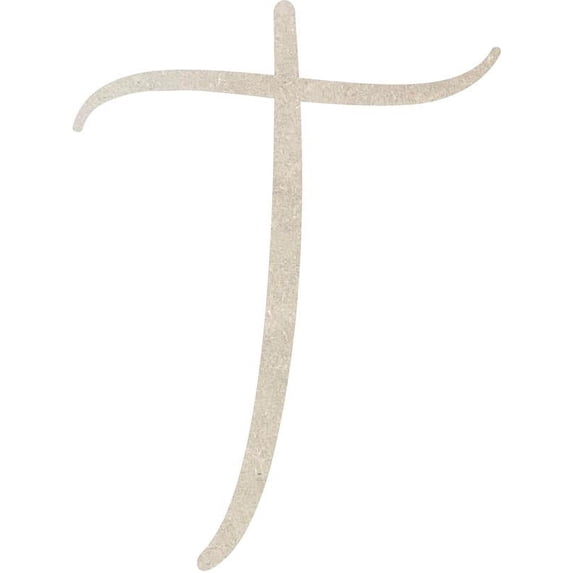 Wood MDF Letter (T) Blank Wood Craft, 5'' Tall Paintable DIY, Script Rebeca Font