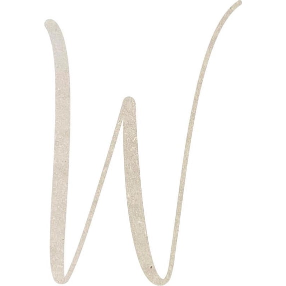 Wood MDF Letter (W) Blank Wood Craft, 5'' Tall Paintable DIY, Script Rebeca Font