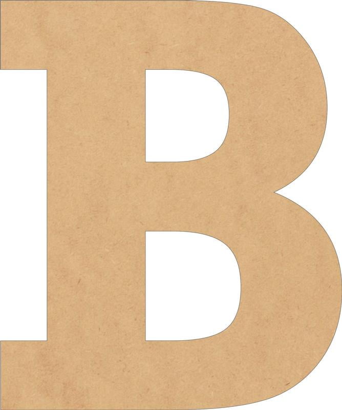 Wood MDF Letters, Unfinished 2'' Tall Rockwell B, Wooden Craft Letter