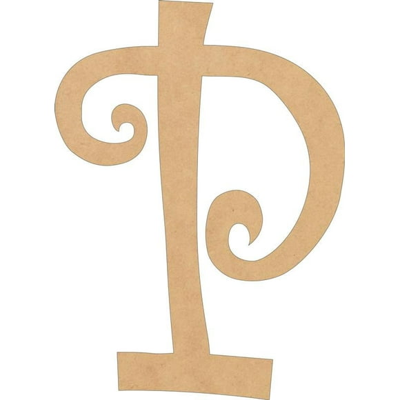 Wood MDF Letters, Unfinished 3'' Tall Curlz Monogram P, Wooden Craft Letter